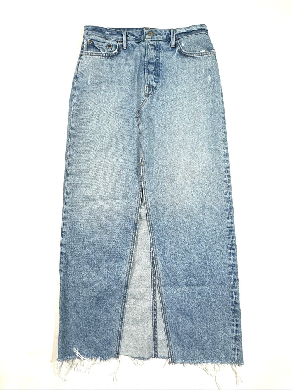 Grlfrnd High Rise Isla Midi Skirt Denim Gwen